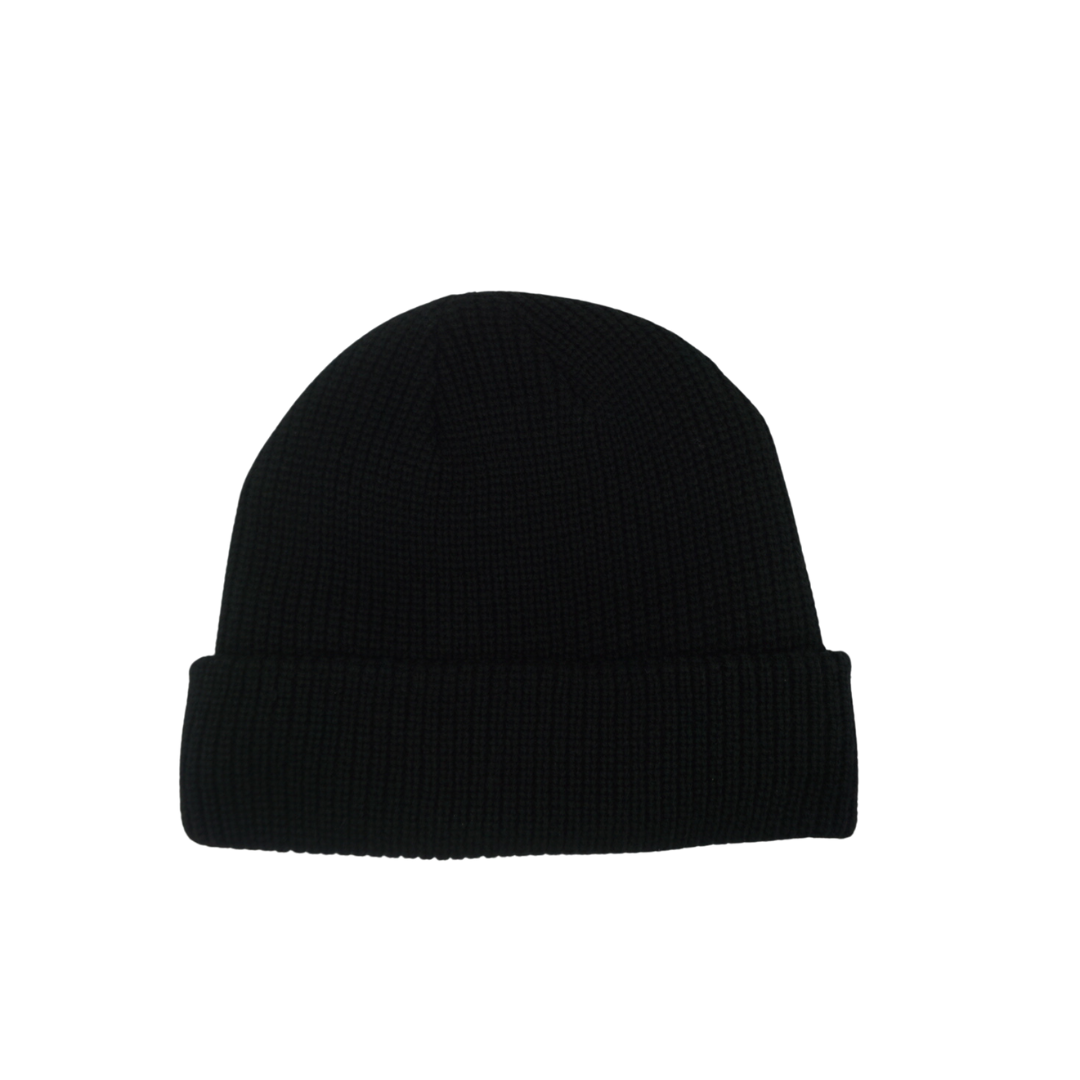 BLACK STRIPED SATIN LINED BEANIE