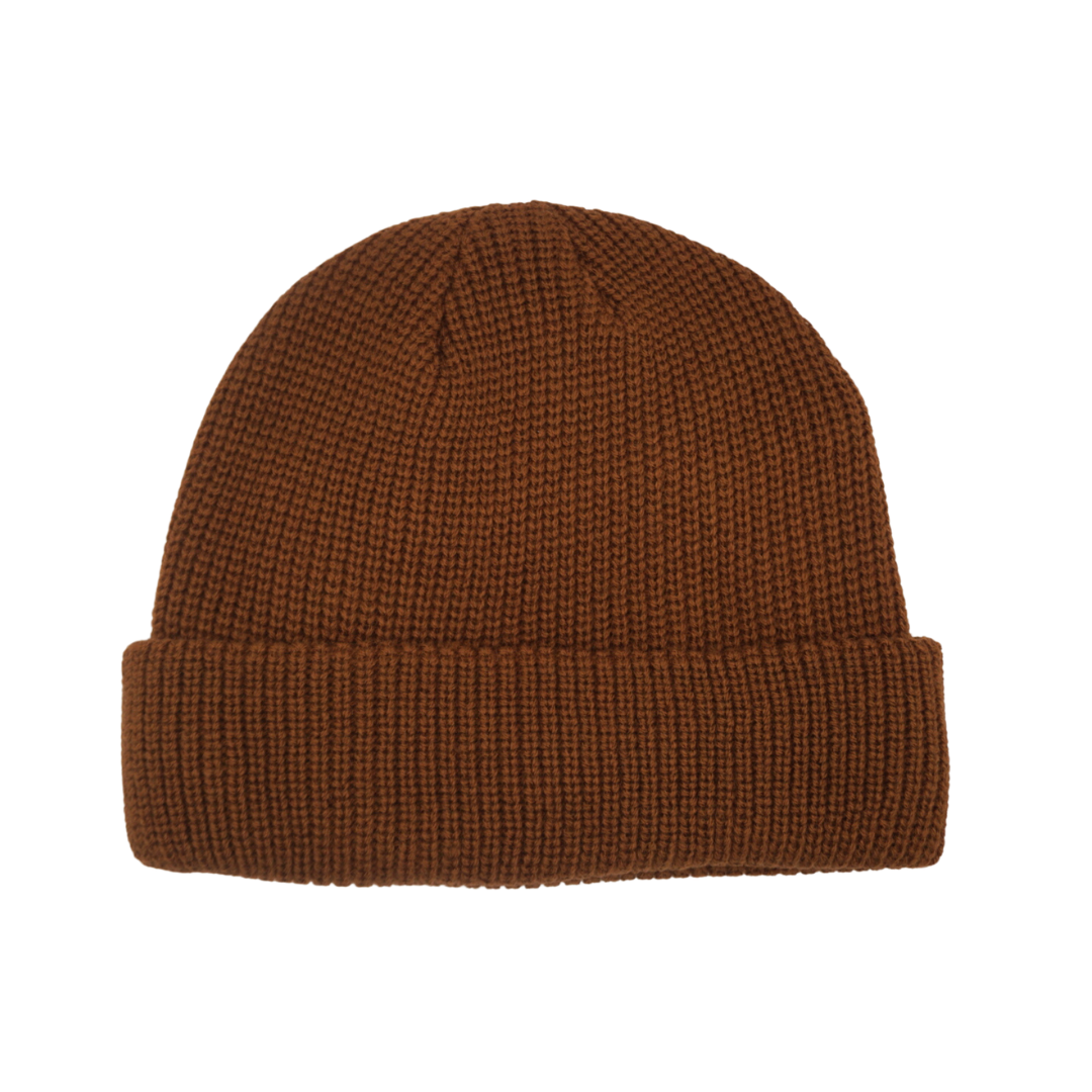 BROWN STRIPED SATIN LINED BEANIE