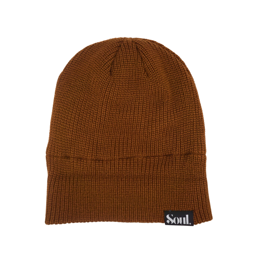 BROWN STRIPED SATIN LINED BEANIE