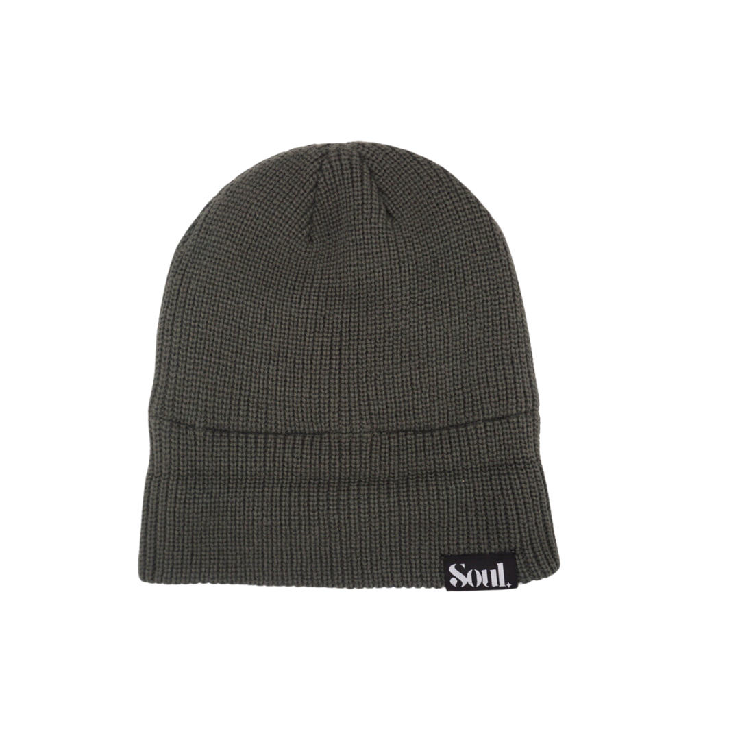 GRAY STRIPED SATIN LINED BEANIE