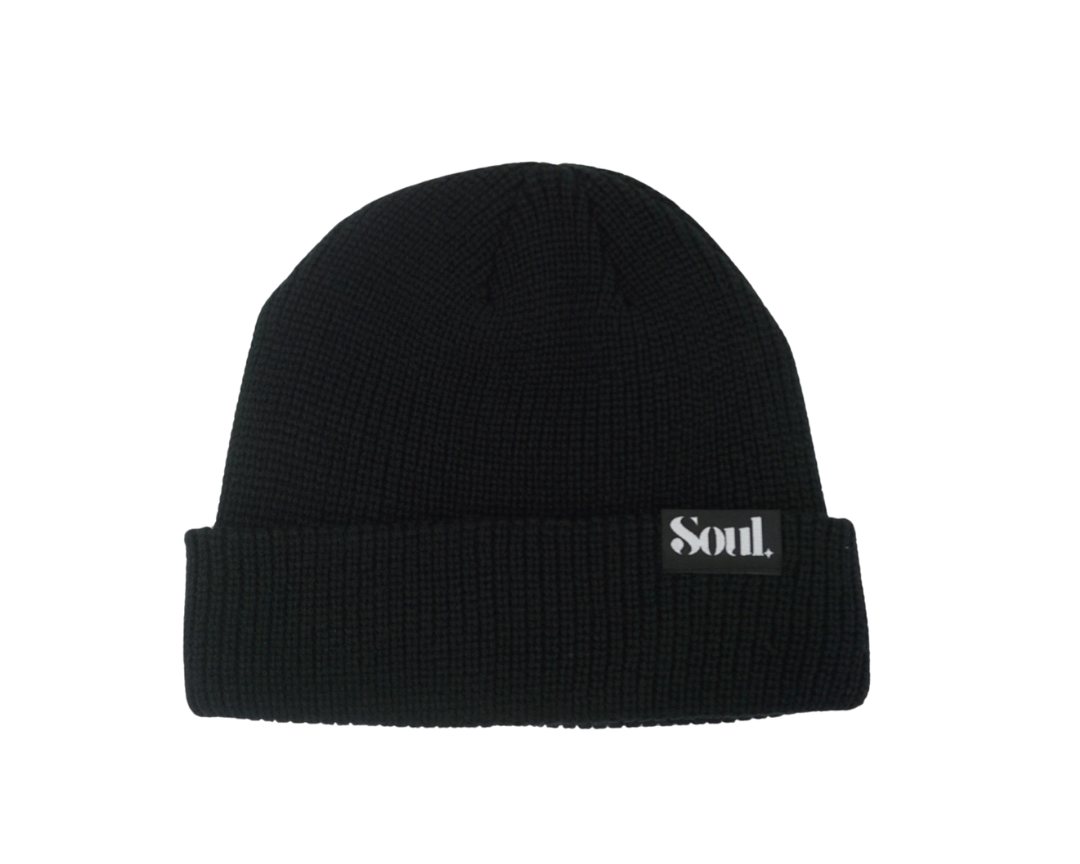 BLACK STRIPED SATIN LINED BEANIE