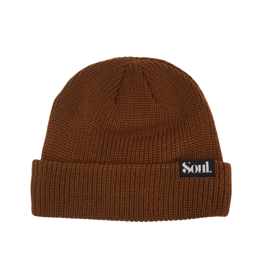 BROWN STRIPED SATIN LINED BEANIE