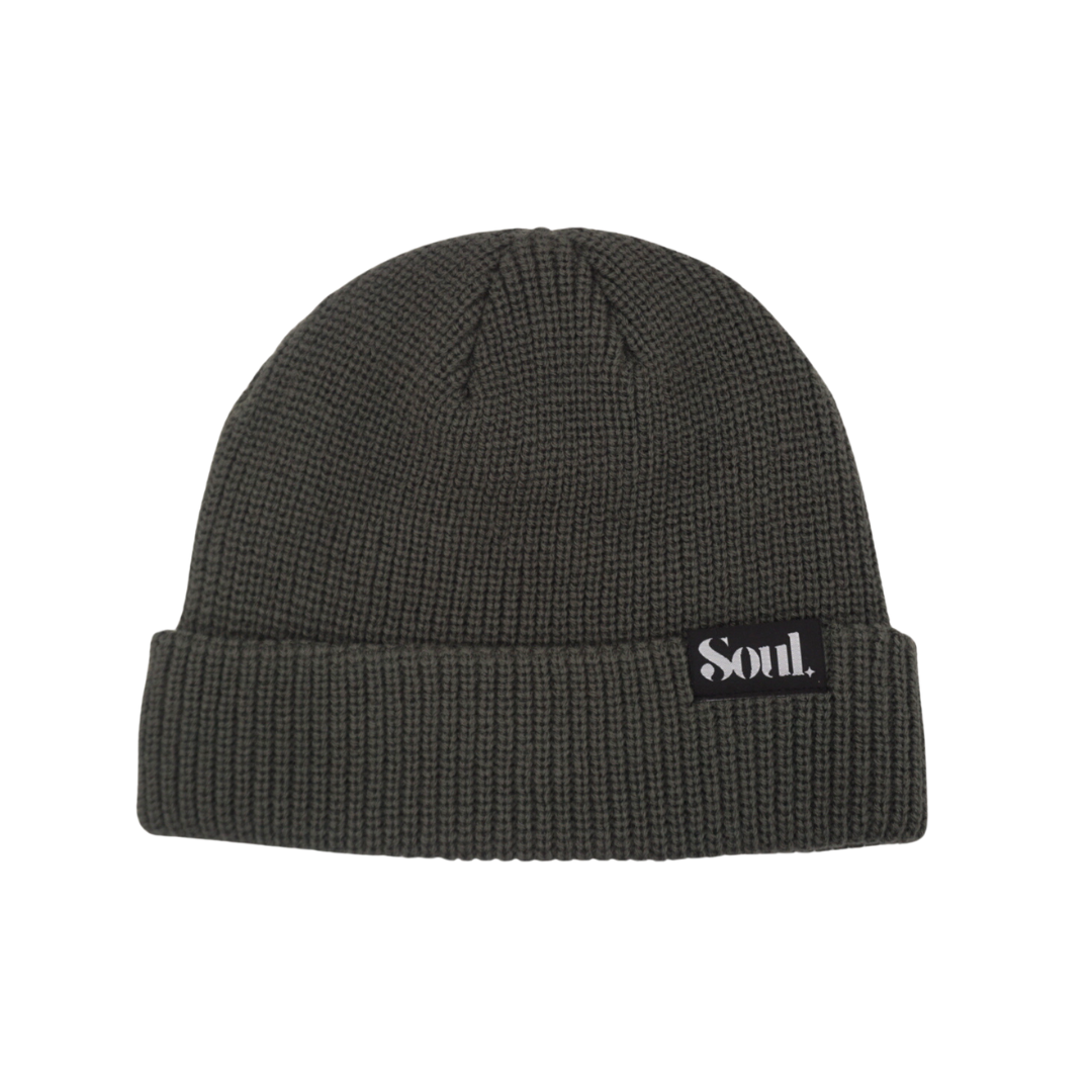GRAY STRIPED SATIN LINED BEANIE